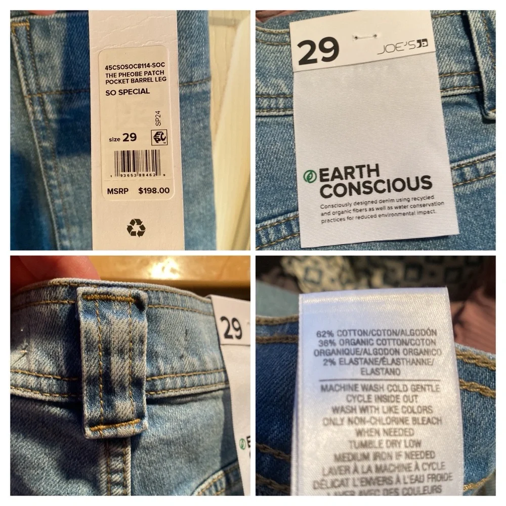 Joes NWT Phoebe Patch Pocket Button Fly High-Rise Barrel Leg Denim Jeans Size 29 - Picture 13 of 14
